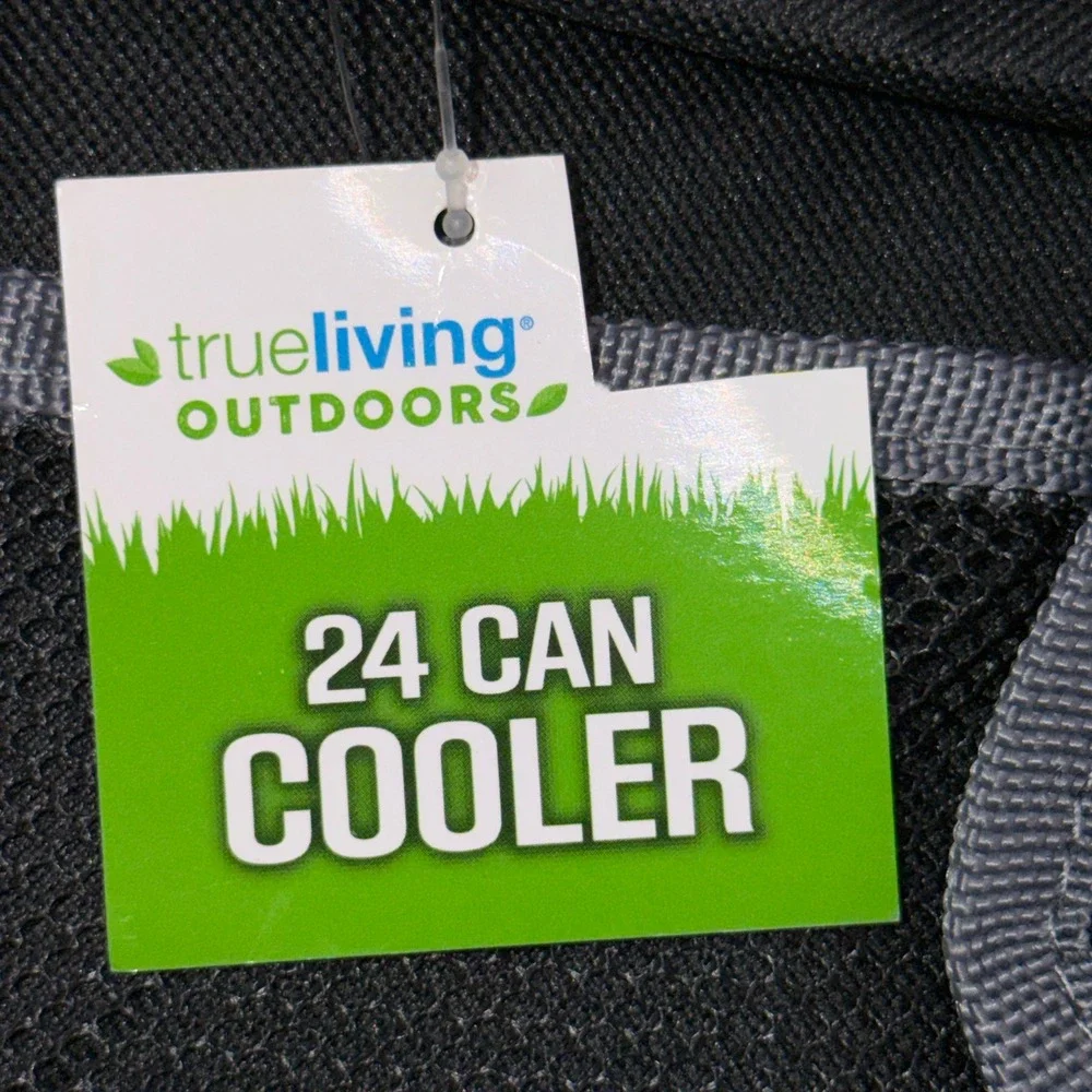 True Living Outdoors 24 Can Black Insulated Soft Sided Cooler Bag Picnic Camping